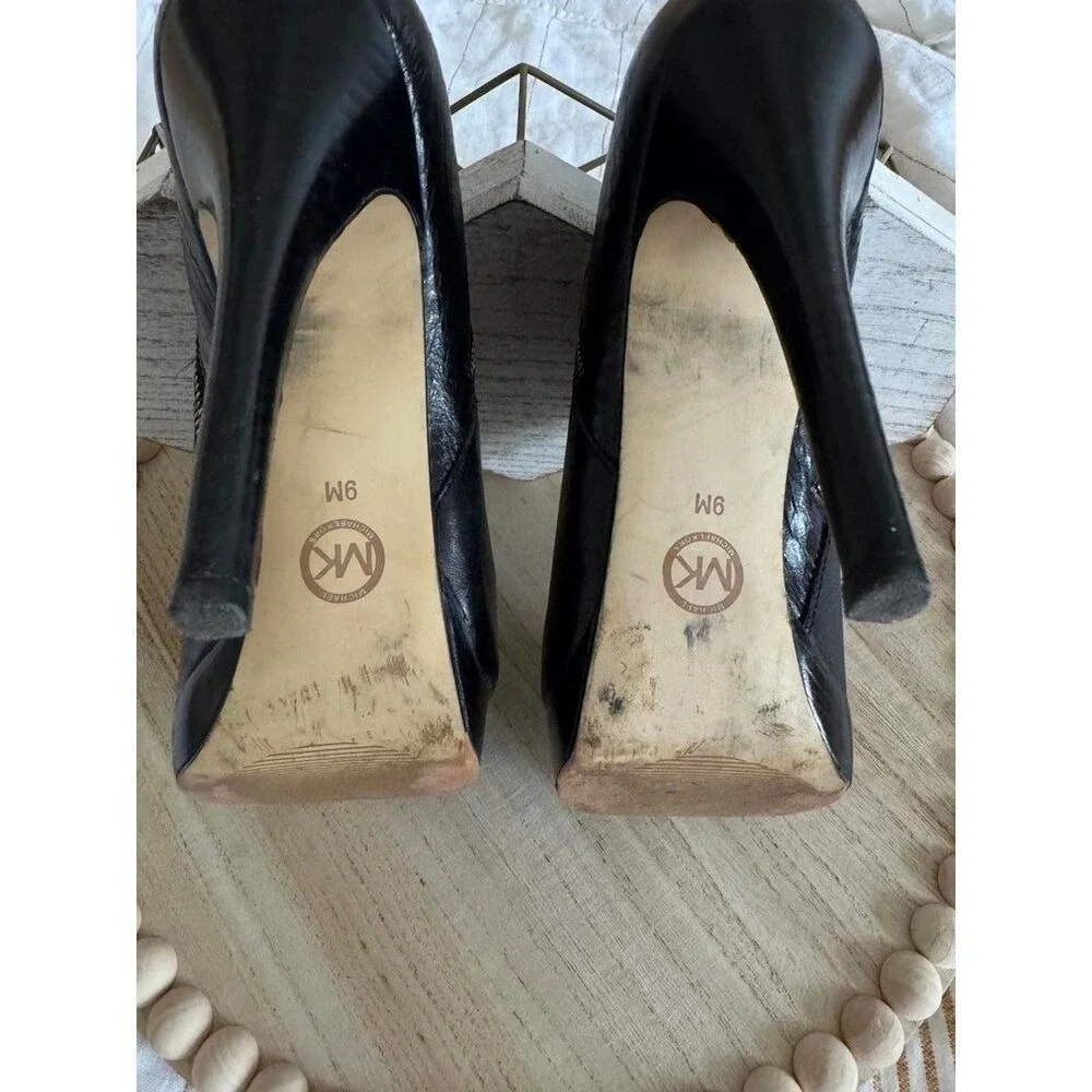 Michael‎ Kors York Black Python Embossed Leather Ankle Booties Size 9